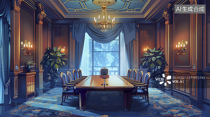 【AI数字艺术】会议室插画图片素材