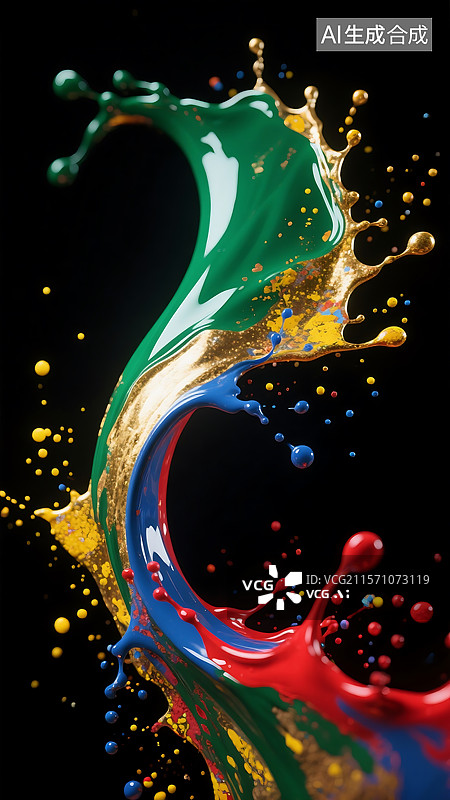 【AI数字艺术】动感活力的色彩油墨图片素材