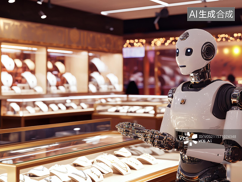 【AI数字艺术】珠宝店内机器人导购图片素材