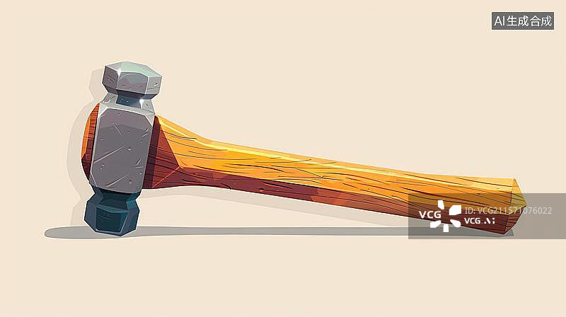 【AI数字艺术】一个卡通木锤 木制榔头锤子图片素材