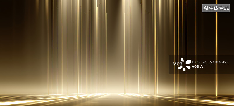 【AI数字艺术】金色光线交汇的抽象背景图片素材