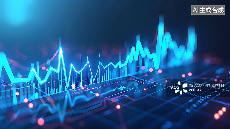 【AI数字艺术】金融基金股票折线图K线图科技背景图片素材