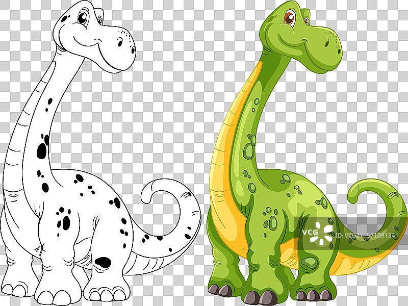 彩色和黑白恐龙画作图片素材