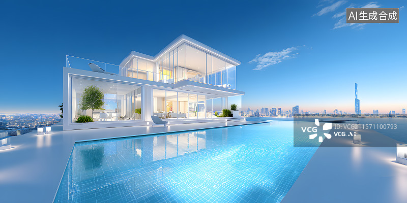 【AI数字艺术】海边建筑插画图片素材