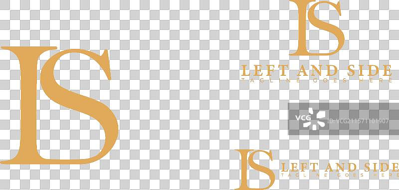 金色抽象首字母LS或SL标志图片素材