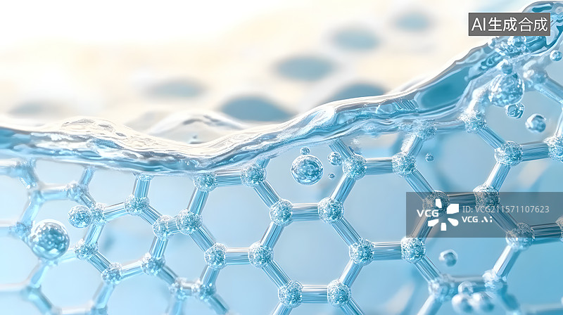 【AI数字艺术】科技感水分子清洁概念图片素材