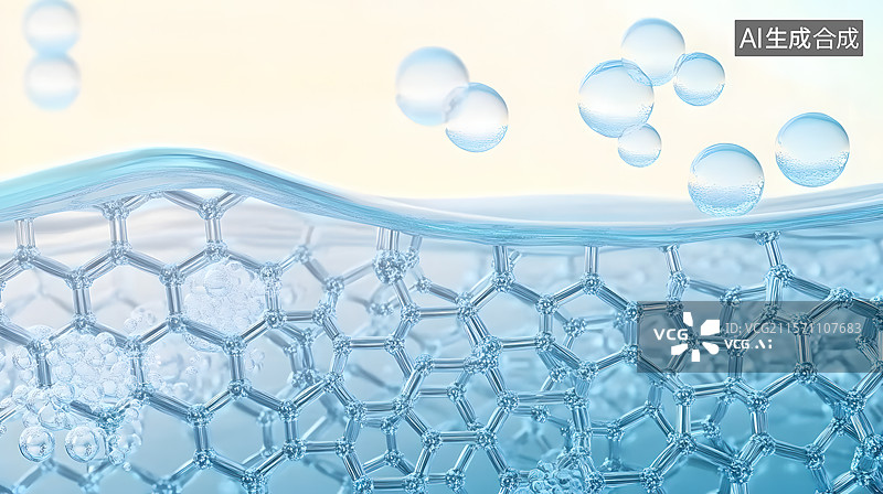 【AI数字艺术】科技感水分子清洁概念图片素材