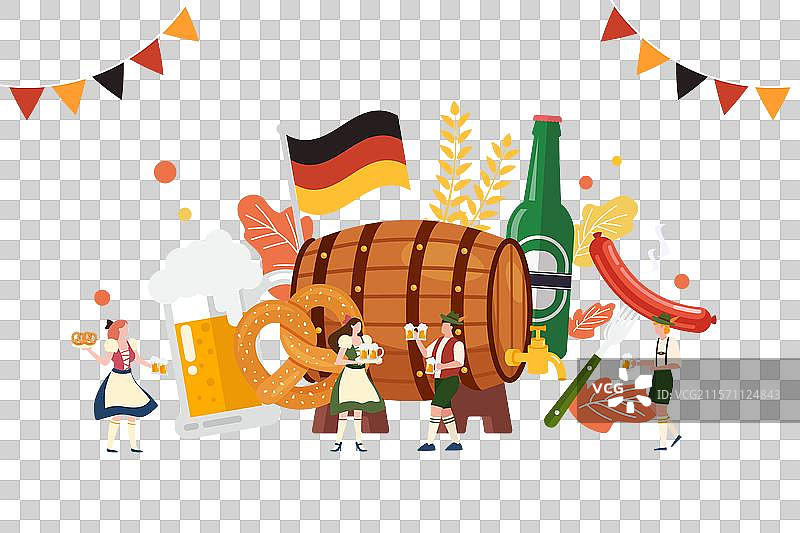 快乐的十月节派对，伴随着小人们的欢庆图片素材