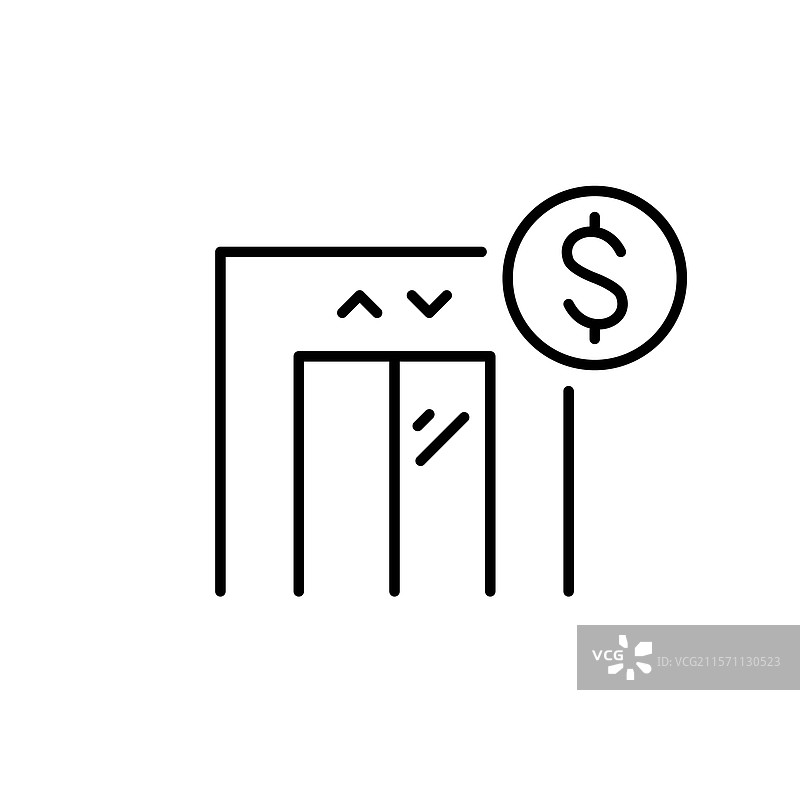 电梯与美元符号垂直排列图片素材