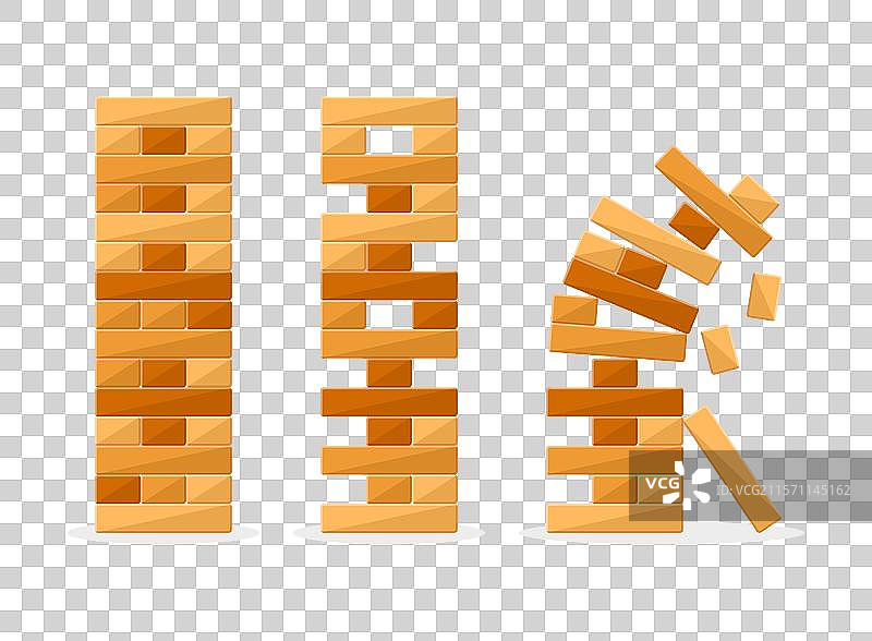 儿童木制塔楼游戏图标，扁平风格图片素材