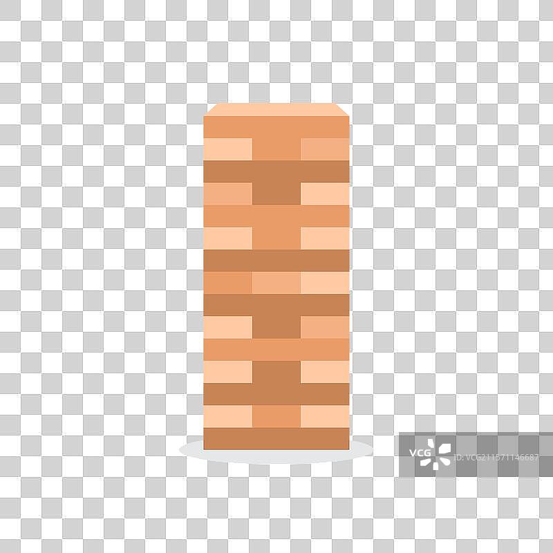 儿童木制塔楼游戏图标，扁平风格图片素材