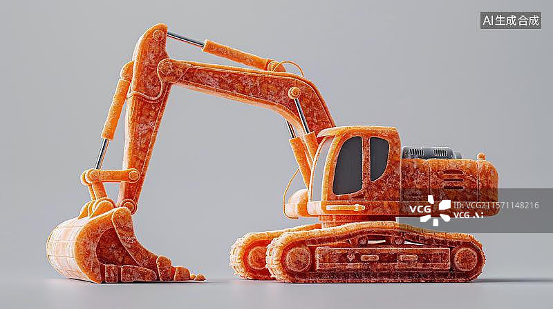 【AI数字艺术】挖掘机 卡通形象劳动节工业建造概念插图图片素材