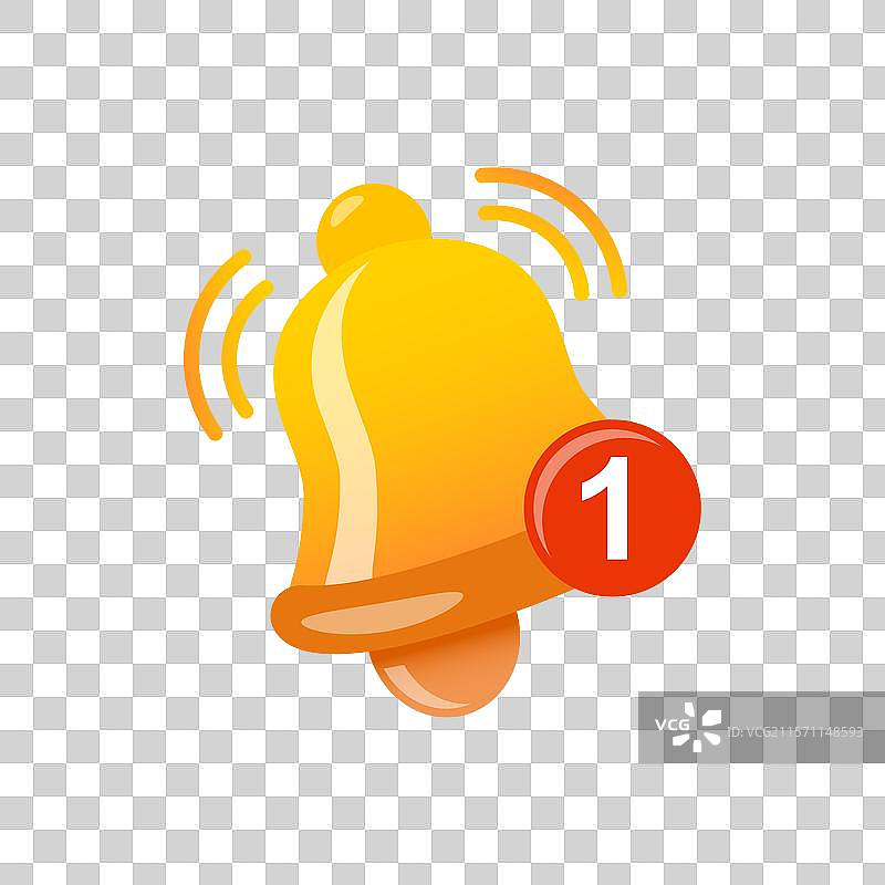平面风格的通知铃铛图标，表示有新消息图片素材