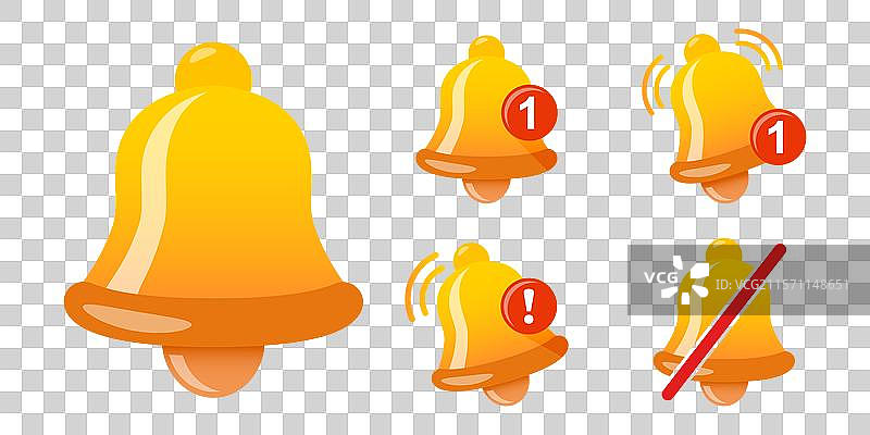 平面风格的通知铃铛图标集图片素材