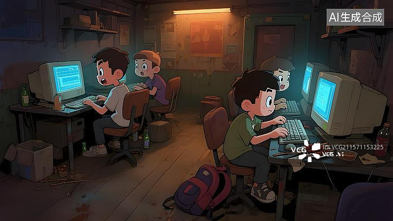 【AI数字艺术】网吧里的“哥们”图片素材