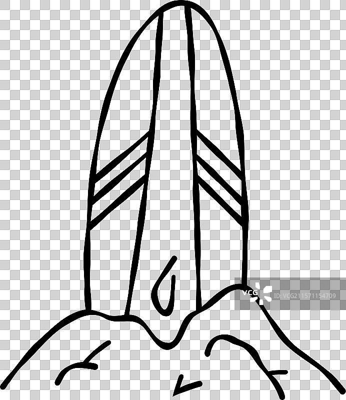 手绘冲浪板在海滩上的草图图片素材