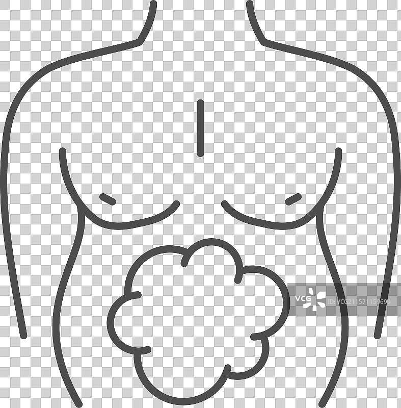 腹胀线条轮廓图标图片素材