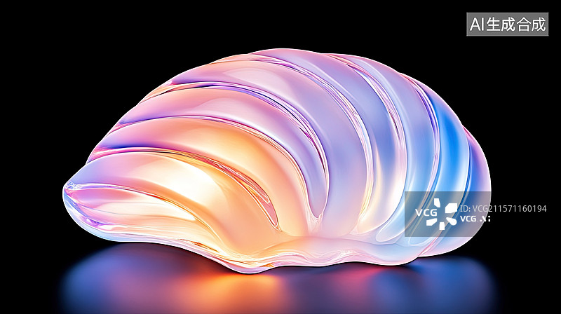 【AI数字艺术】艺术玻璃贝壳灯图片素材