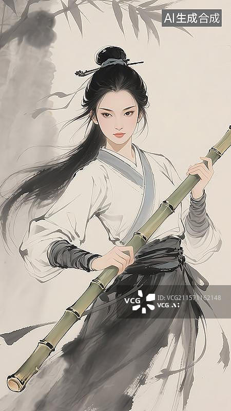 【AI数字艺术】国风水墨风武侠人物 金庸系列‌郭靖图片素材