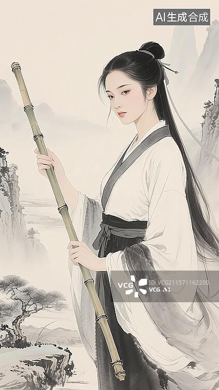 【AI数字艺术】国风水墨风武侠人物 金庸系列‌郭靖图片素材