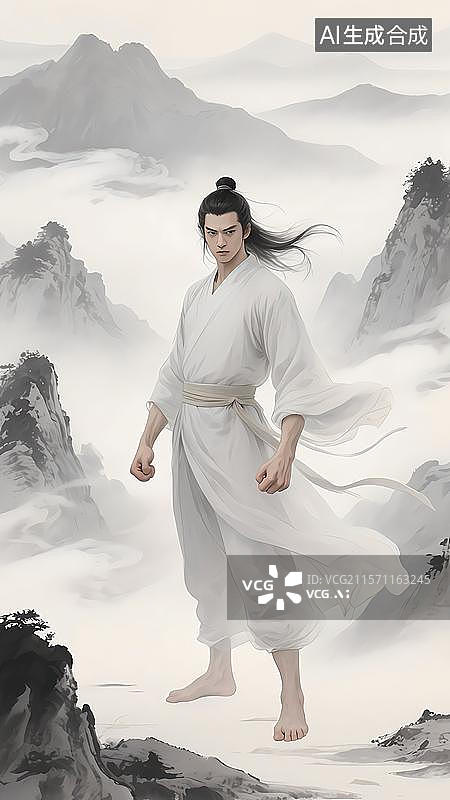 【AI数字艺术】国风水墨风武侠人 古龙系列‌楚留香图片素材