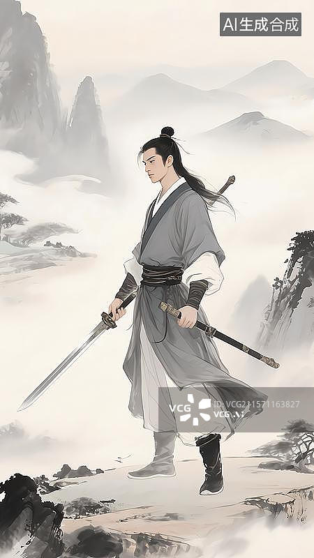 【AI数字艺术】国风或水墨风武侠人物 古龙系列‌楚留香、李寻欢、陆小凤图片素材