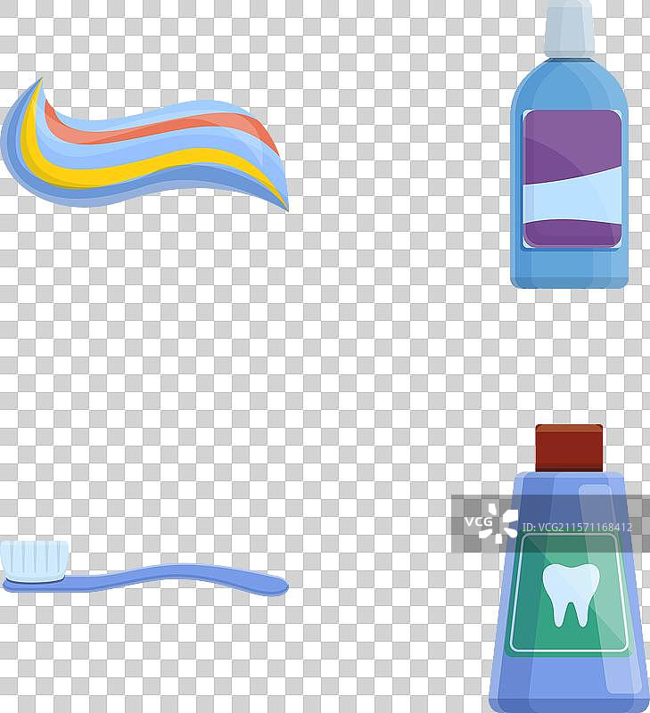 牙齿护理图标集 卡通漱口水图片素材