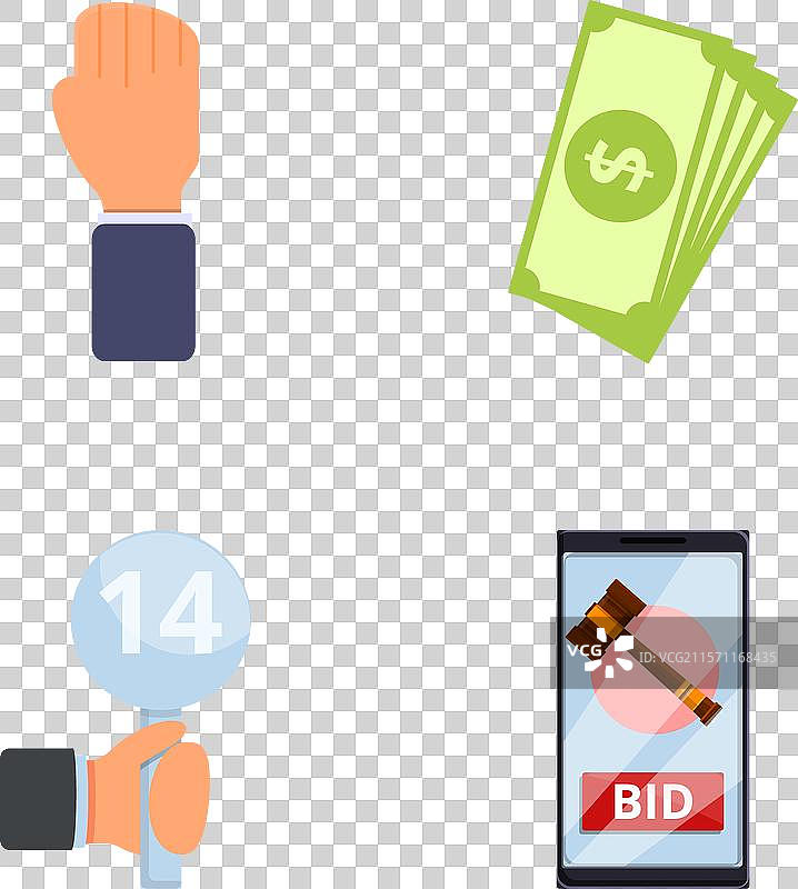 在线拍卖图标集 卡通风格 购买图片素材