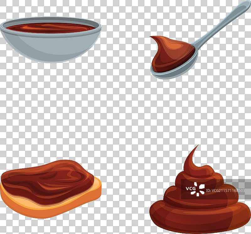 卡通巧克力三明治图标集图片素材