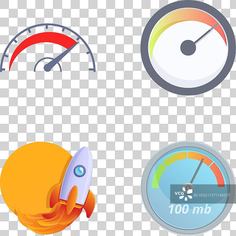 卡通风格的不同仪表图标集图片素材