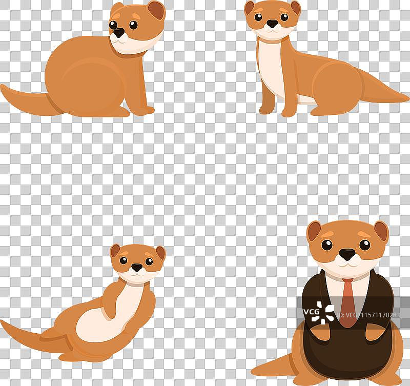 可爱搞笑的水貂图标集图片素材