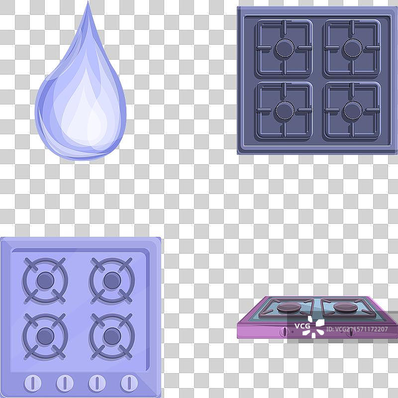 各种类型的卡通燃气炉图标集图片素材