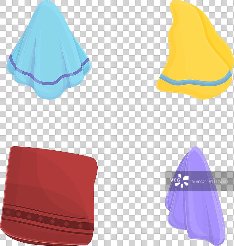 卡通风格的彩色手帕图标集图片素材