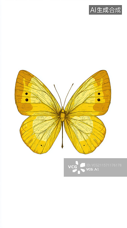 【AI数字艺术】黄色蝴蝶的细腻描绘图片素材