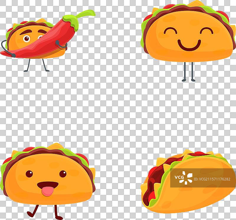 卡通塔可图标集，卡通可爱风格图片素材