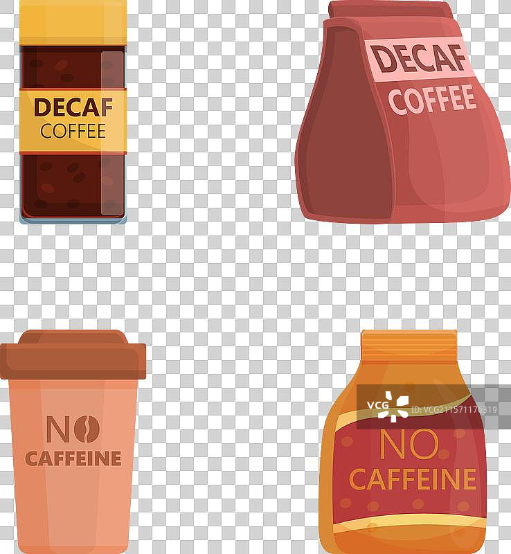 无咖啡因图标集 卡通杯子和图片素材