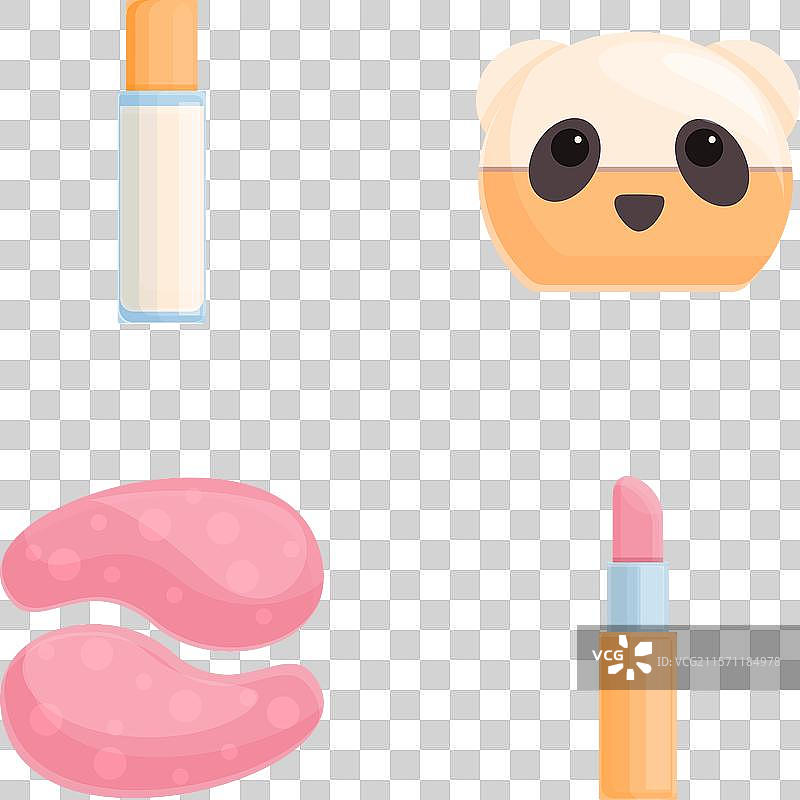 卡通美容的韩国化妆品图标集图片素材