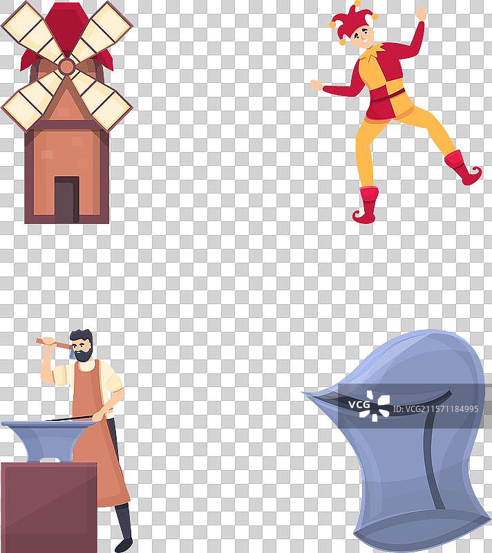 中世纪角色图标卡通系列图片素材