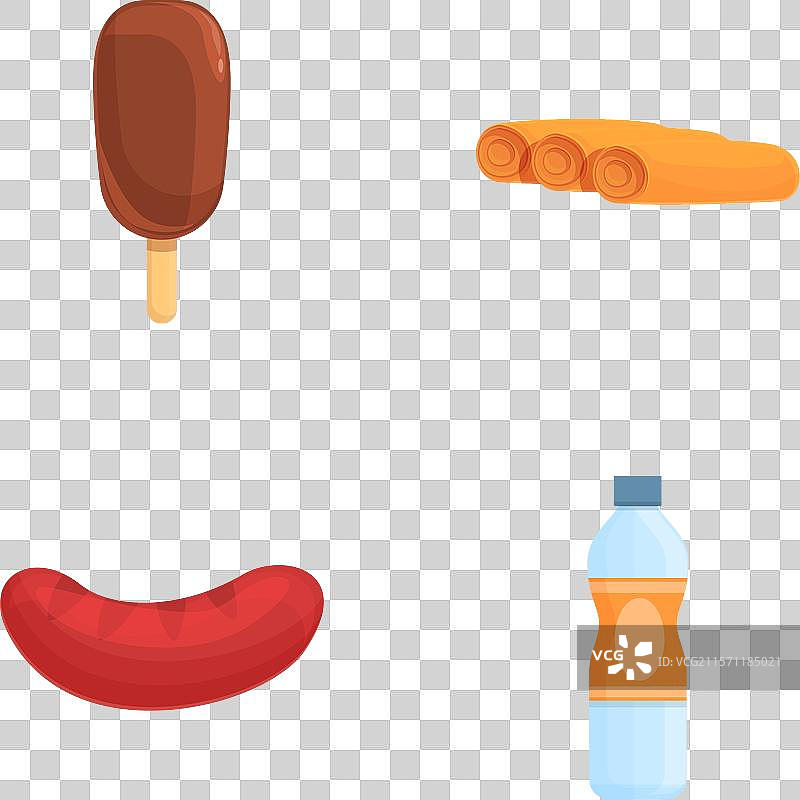 街头食品图标集卡通烧烤图片素材