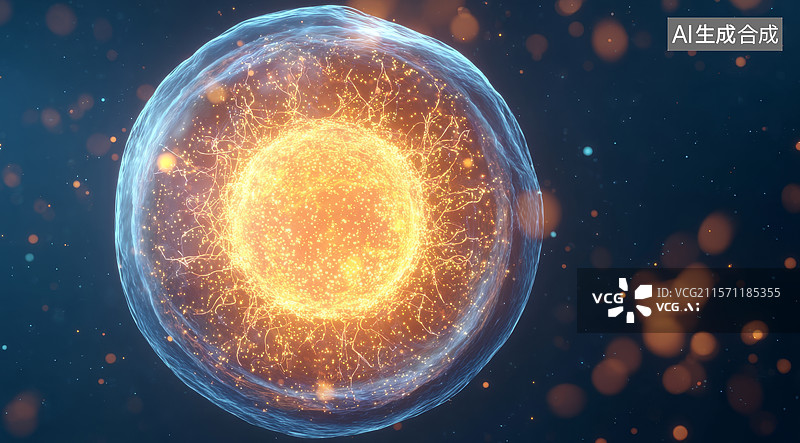 【AI数字艺术】发光球体在宇宙中的漂浮景象图片素材