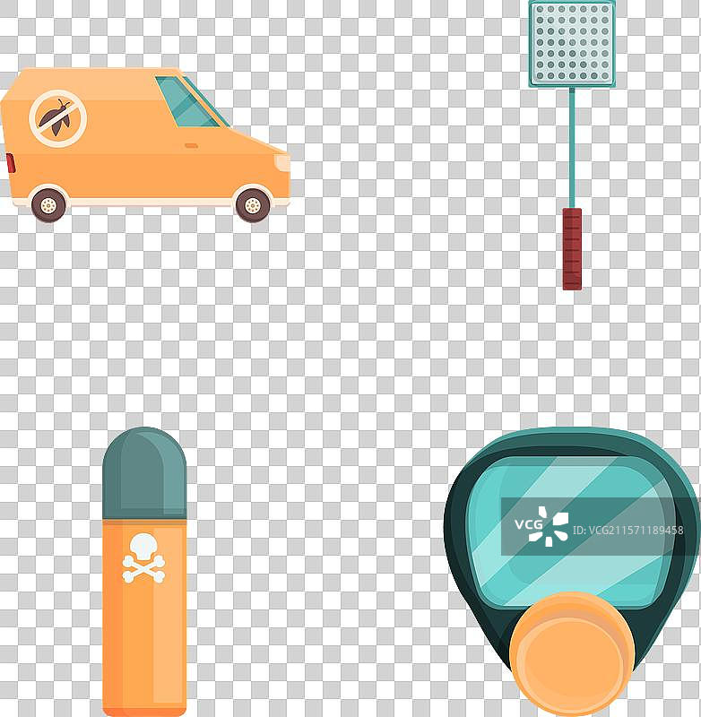 害虫控制图标集 卡通风格图片素材