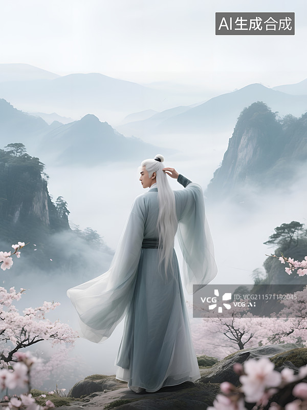 【AI数字艺术】水墨风武侠人物杨过图片素材