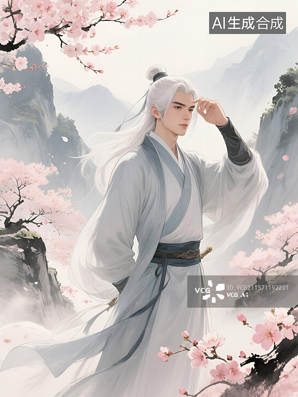 【AI数字艺术】水墨风武侠人物杨过图片素材