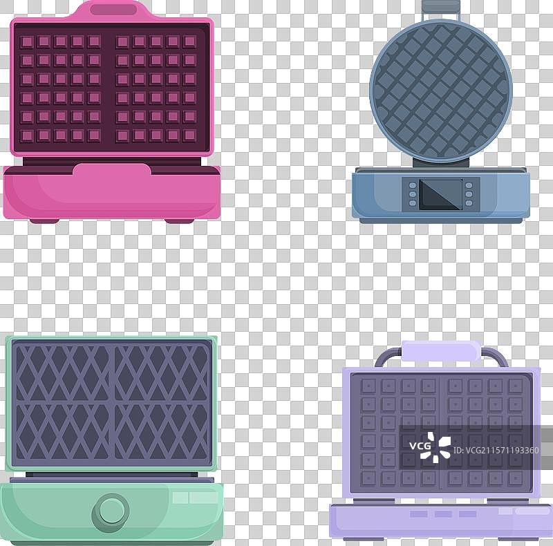 自制华夫饼图标集 卡通电动版图片素材