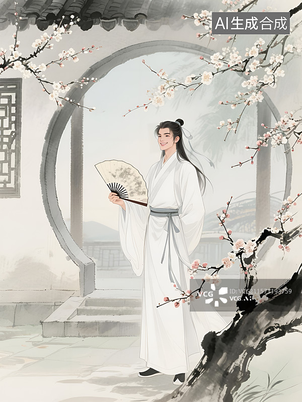 【AI数字艺术】水墨风武侠人物楚留香图片素材