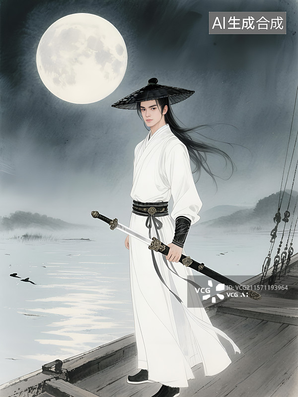 【AI数字艺术】水墨风武侠人物楚留香图片素材