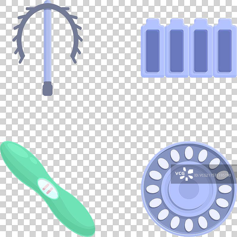 女性避孕图标卡通集合图片素材