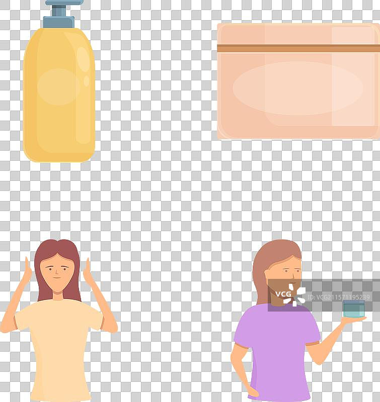 护肤图标集 卡通风格 各种面部护理图片素材