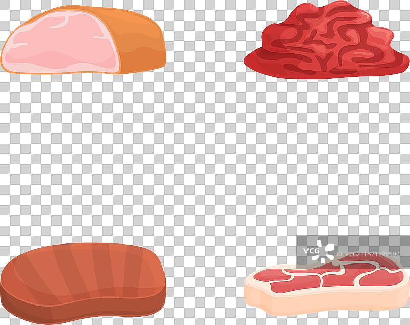 肉类图标集 卡通风格 不同类型的肉类图片素材