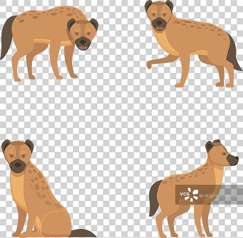 卡通鬣狗图标集，卡通斑点设计图片素材